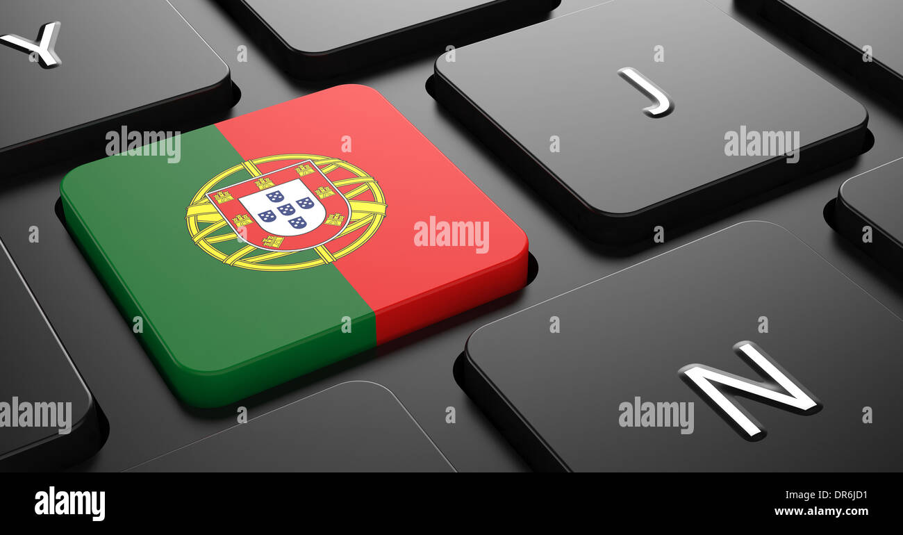 Portugal - Flagge auf der schwarzen Tastatur. Stockfoto