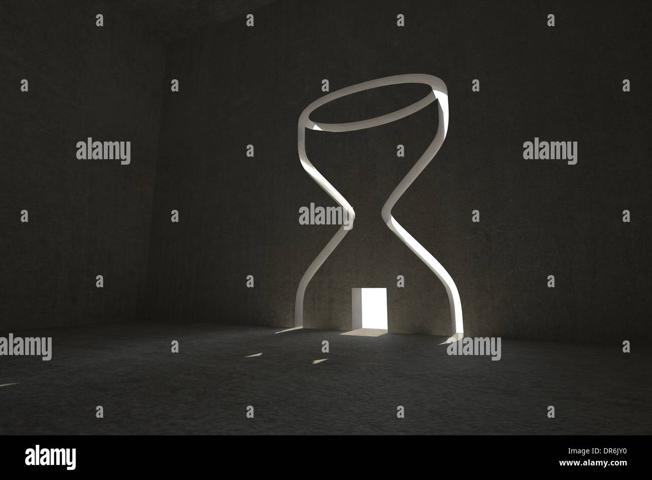 Sanduhr Tür im dunklen Raum Stockfoto