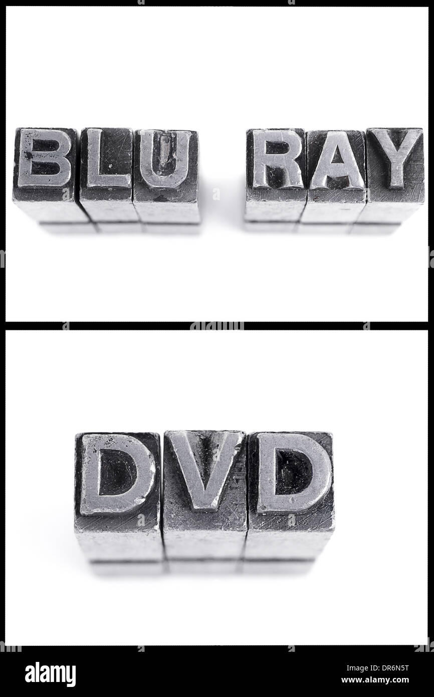 BluRay und dvd zu unterzeichnen, in Druckbuchstaben Stockfoto