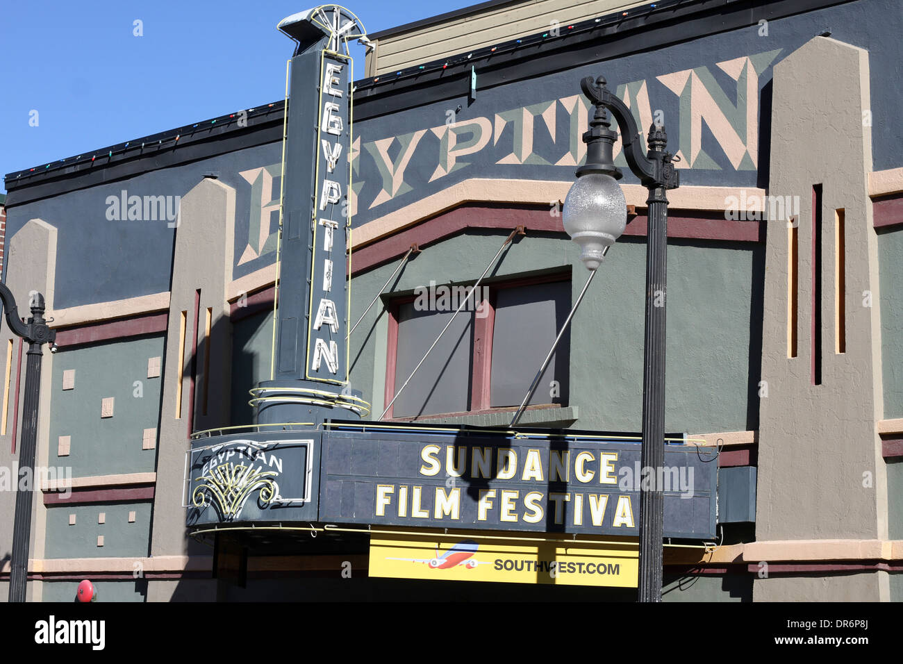 Ägyptischen Theater auf der Main Street in Park City, UT, während des Sundance Film Festival Stockfoto