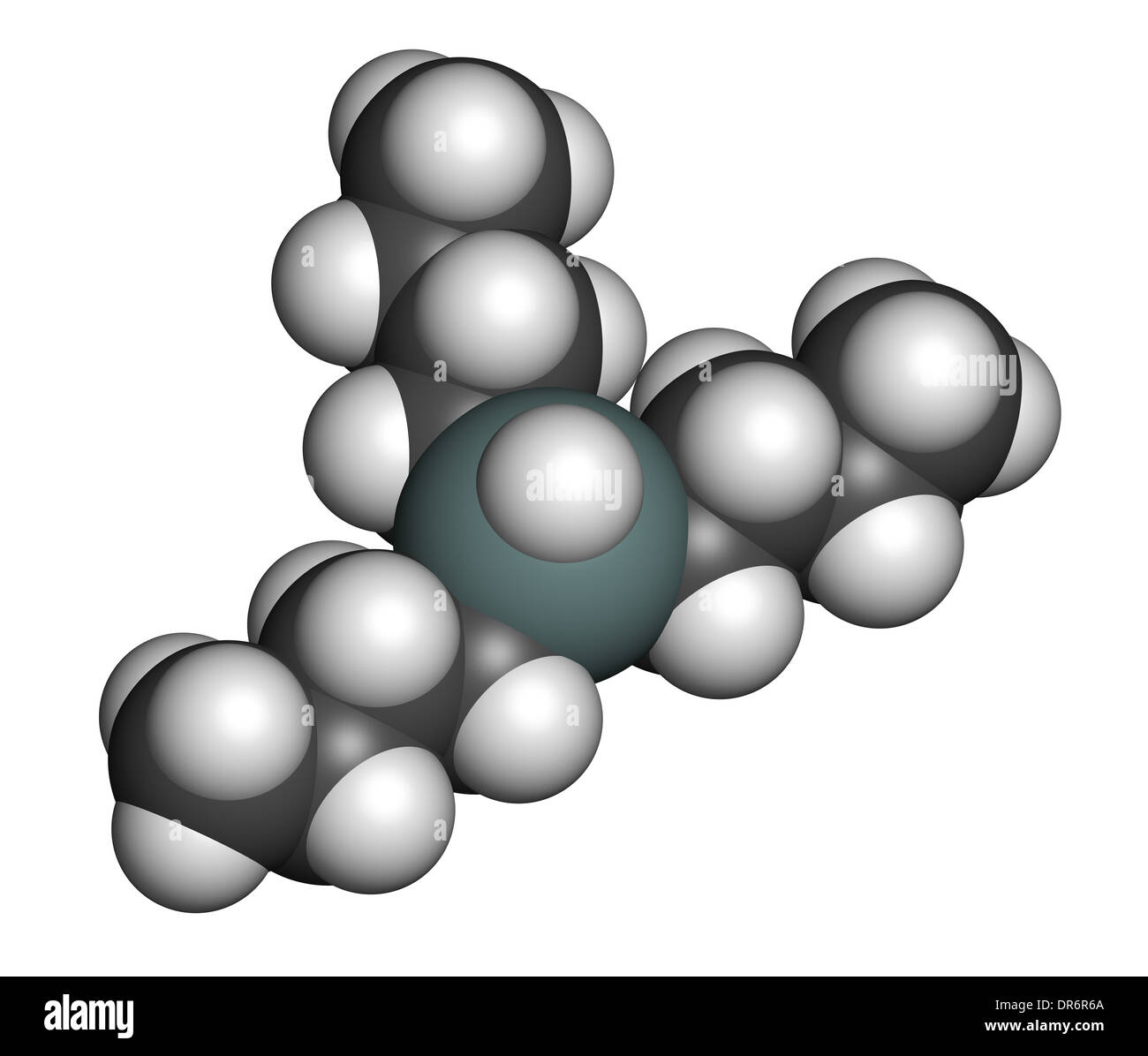 Tributyltin Hydride Molekül. Organozinn-Reagenz in der organischen Synthese verwendet. Atome werden als Kugeln dargestellt. Stockfoto