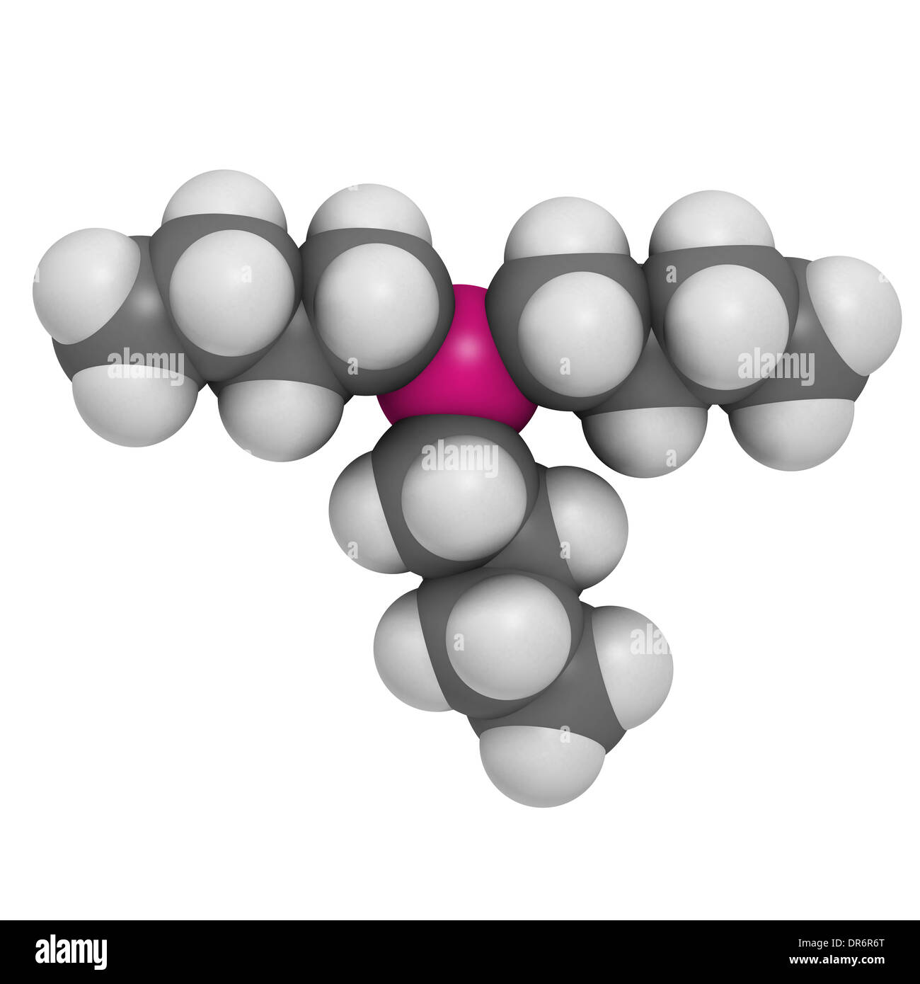 Tributyltin Hydride Molekül. Organozinn-Reagenz in der organischen Synthese verwendet. Atome werden als Kugeln dargestellt. Stockfoto