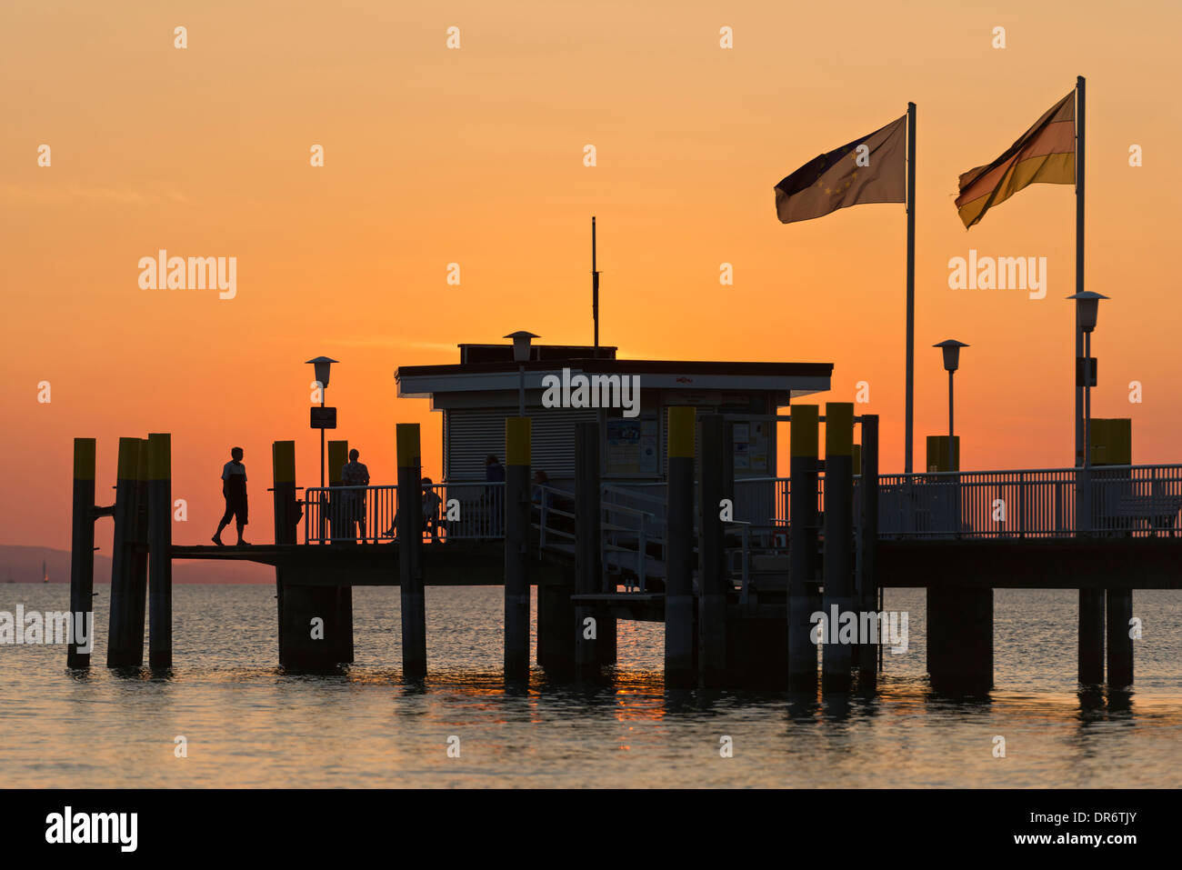 Deutschland, Bayern, Nonnenhorn, Ansicht der Schiffsanlegestelle Stockfoto
