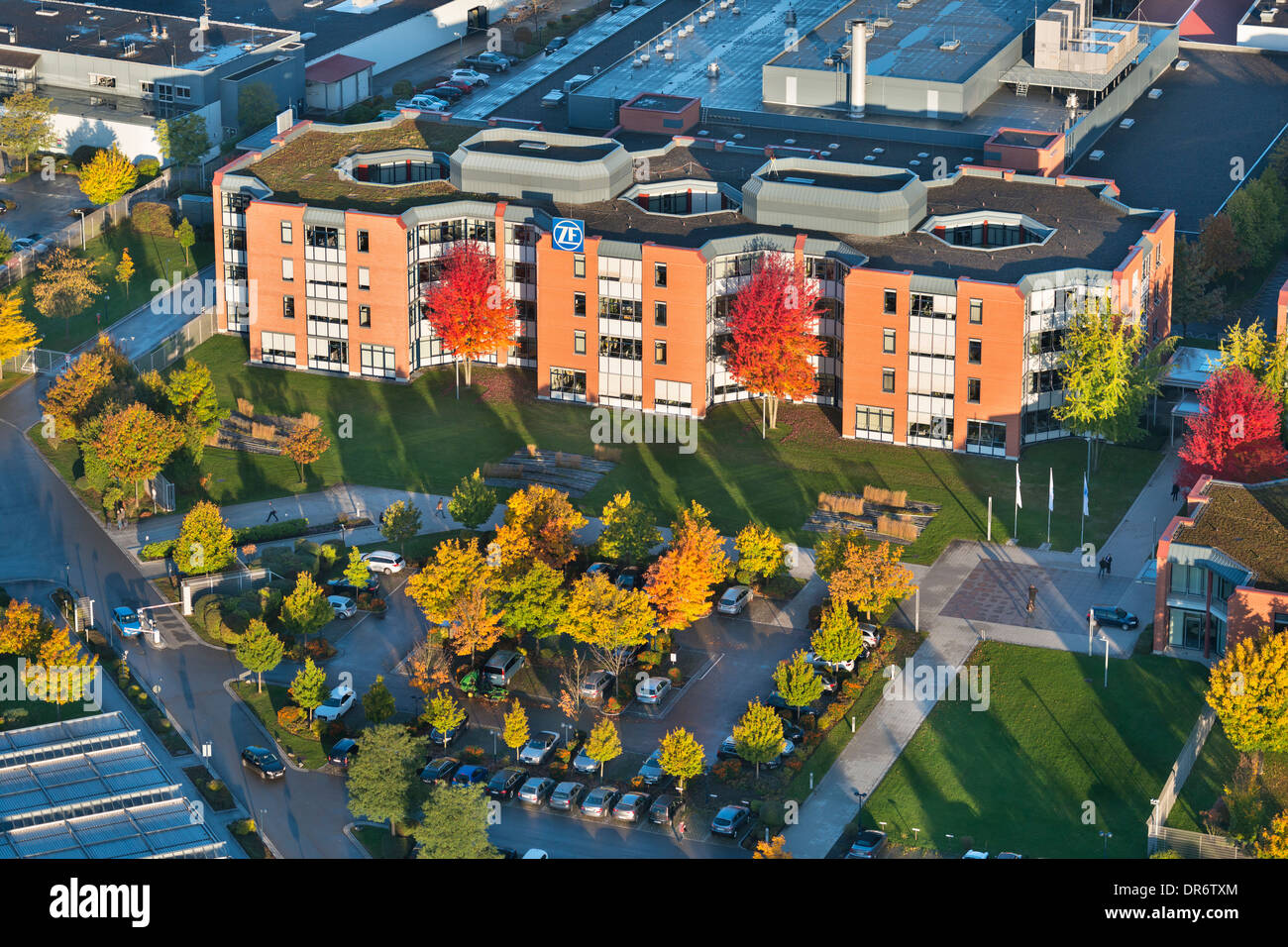 Deutschland, Baden-Wurttemberg, Friedrichshafen, Luftaufnahme des ZF-Werke Stockfoto
