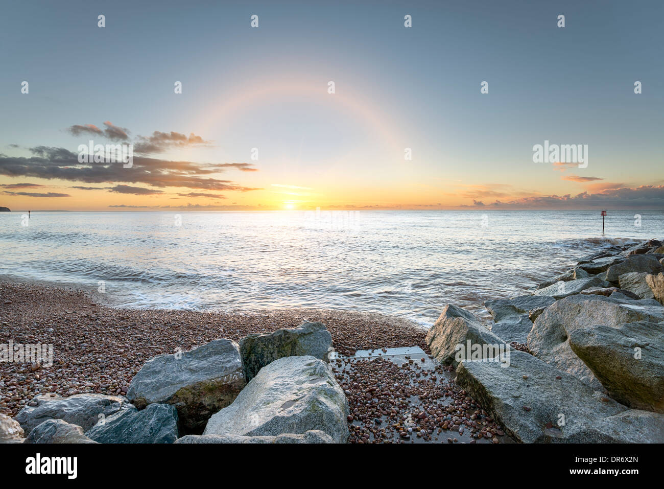 Der Strand und die Küste bei Sidmouth auf der südlichen Küste von Devon Stockfoto