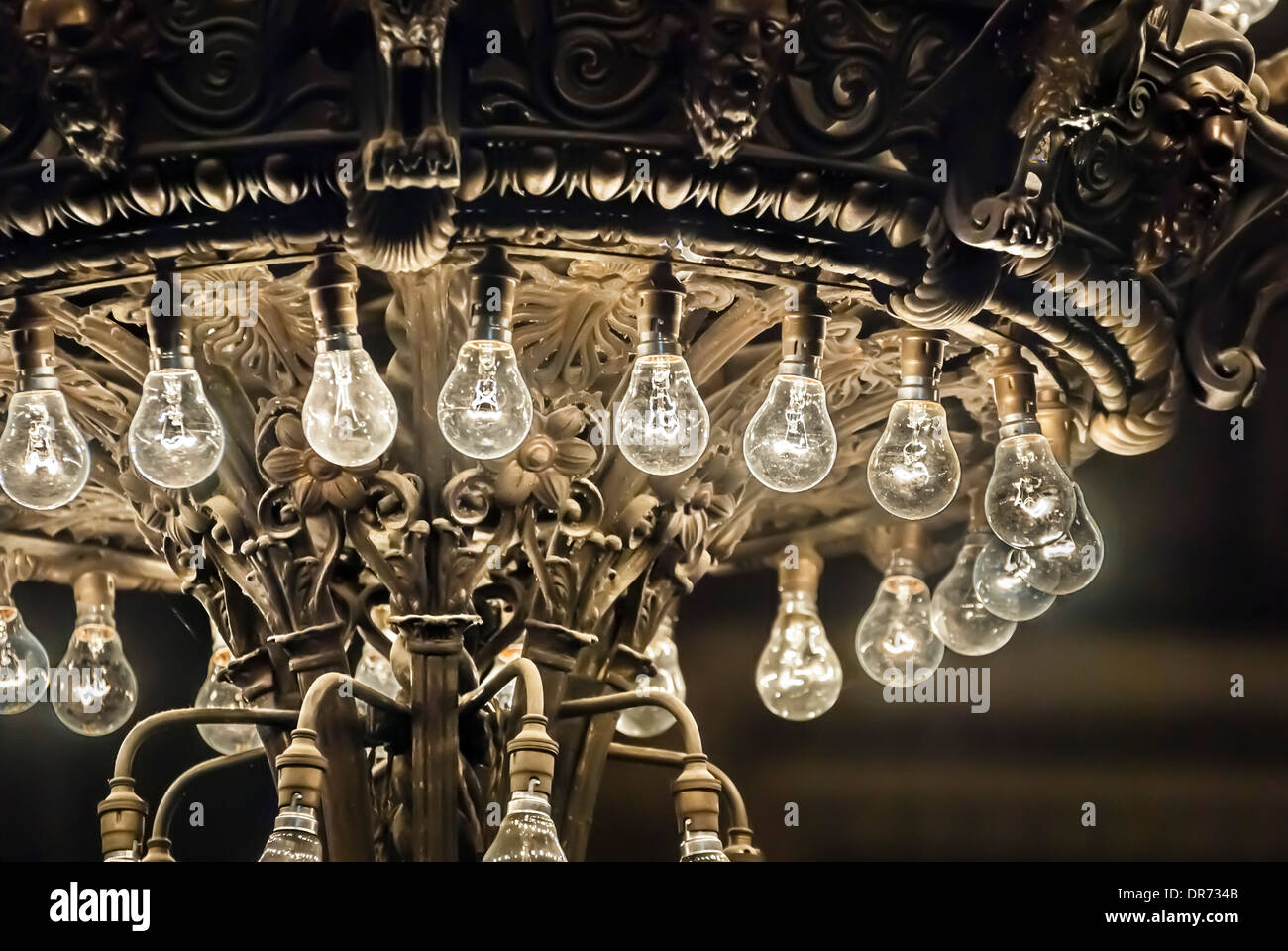 Vintage Glühlampen in St Georges Hall, Liverpool. Stockfoto