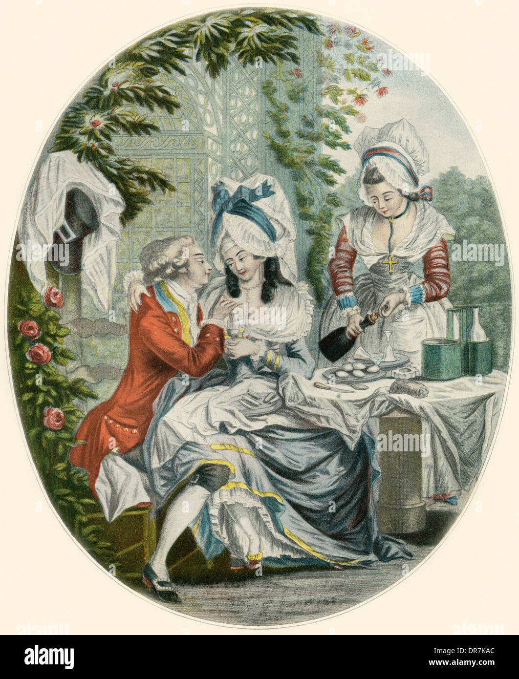 Fest der Verliebten, nach einer Arbeit von Le Clerc, 1810. Stockfoto