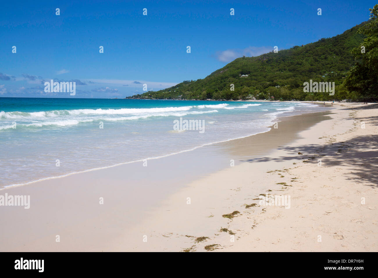 Verlassener Strand, Beau Vallon, Mahe, Seychellen Stockfoto