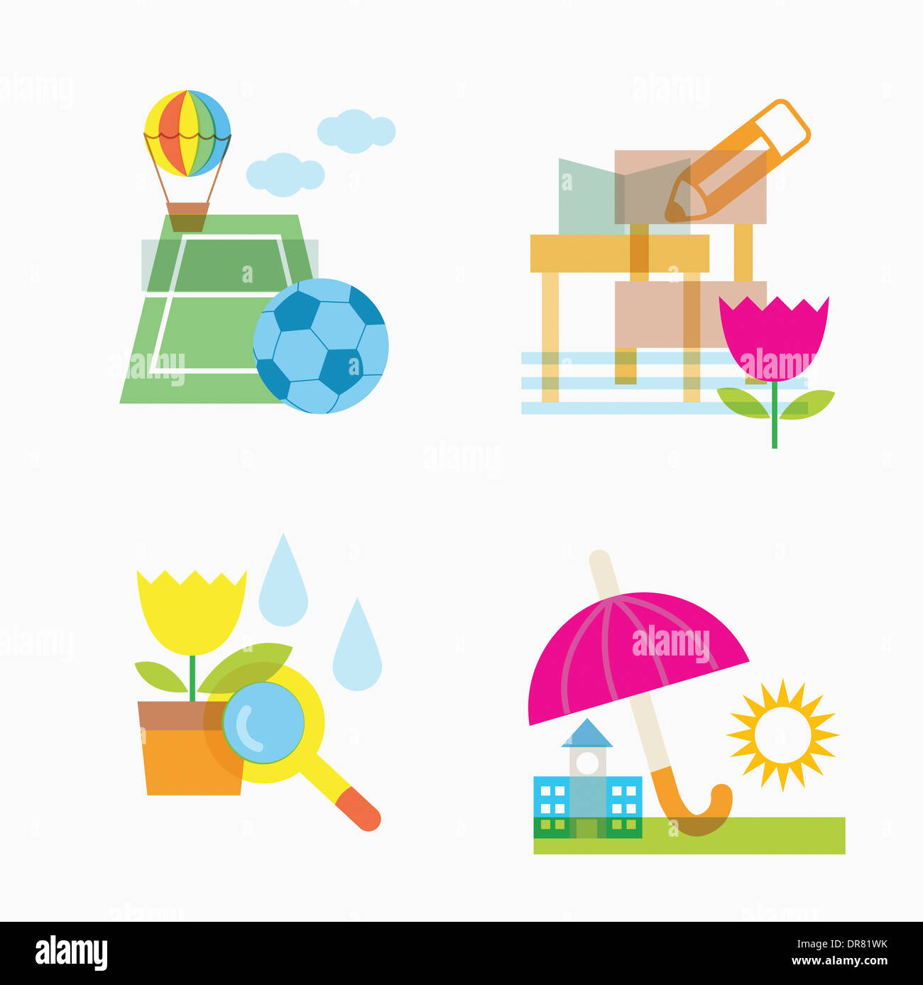 Darstellung der Bilder im Zusammenhang mit Schule Stockfoto