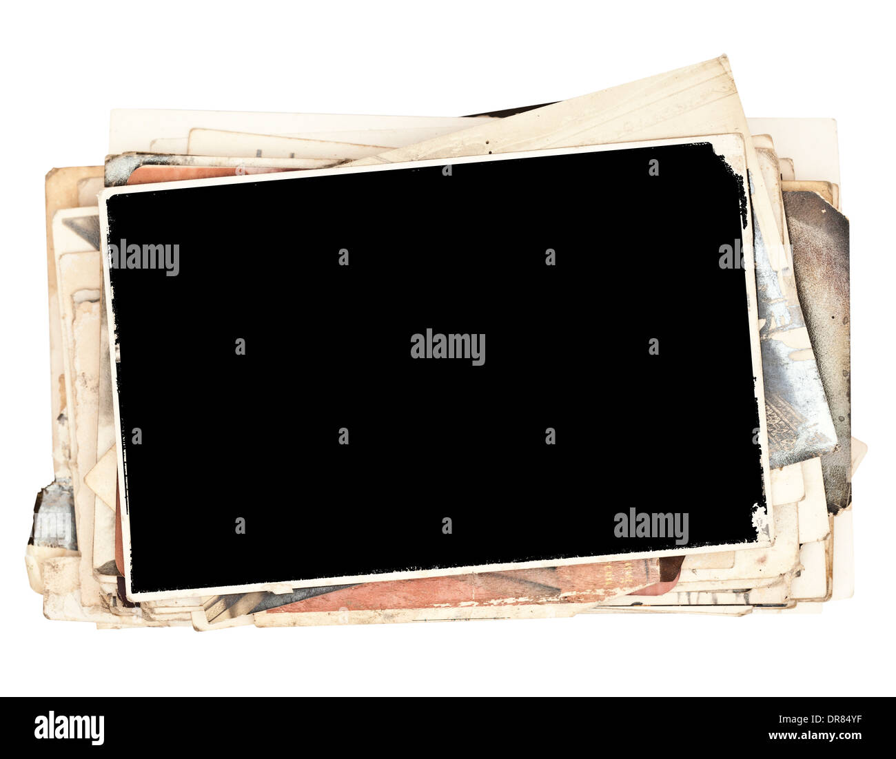 Stapeln von alten Fotos, isoliert auf weiss (mit Clipping Parth) Stockfoto