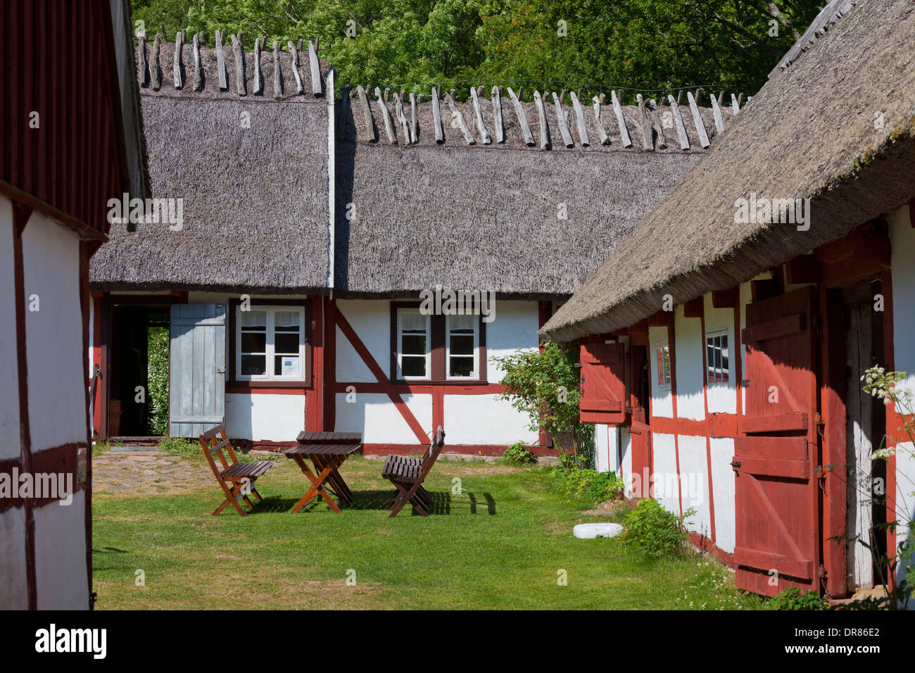 Altes traditionelles Bauernhaus, Himmelstorp, Kullaberg / Kullen, Skåne / Scania, Schweden Stockfoto