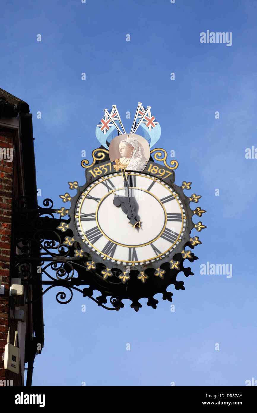 Die Tolsey Uhr in Wotton Under Edge, England, Großbritannien Stockfoto