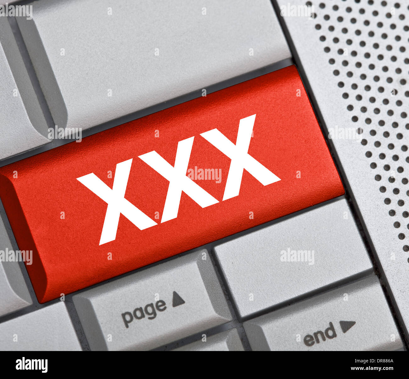 Online-Sex XXX, auf rote Taste Tastatur Stockfoto