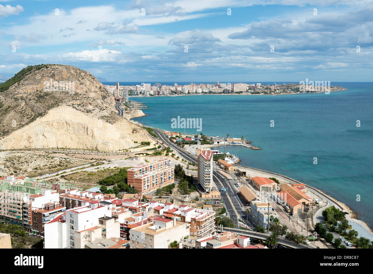 Blick auf das Meer von Santa Barbara Burg, Alicante, Costa Blanca, Spanien Stockfoto