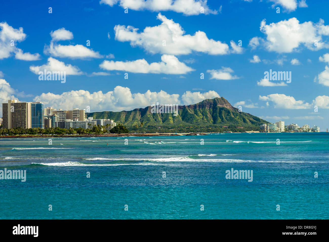 Diamond Head und Waikiki am Südufer von Oahu, Hawaii Stockfoto