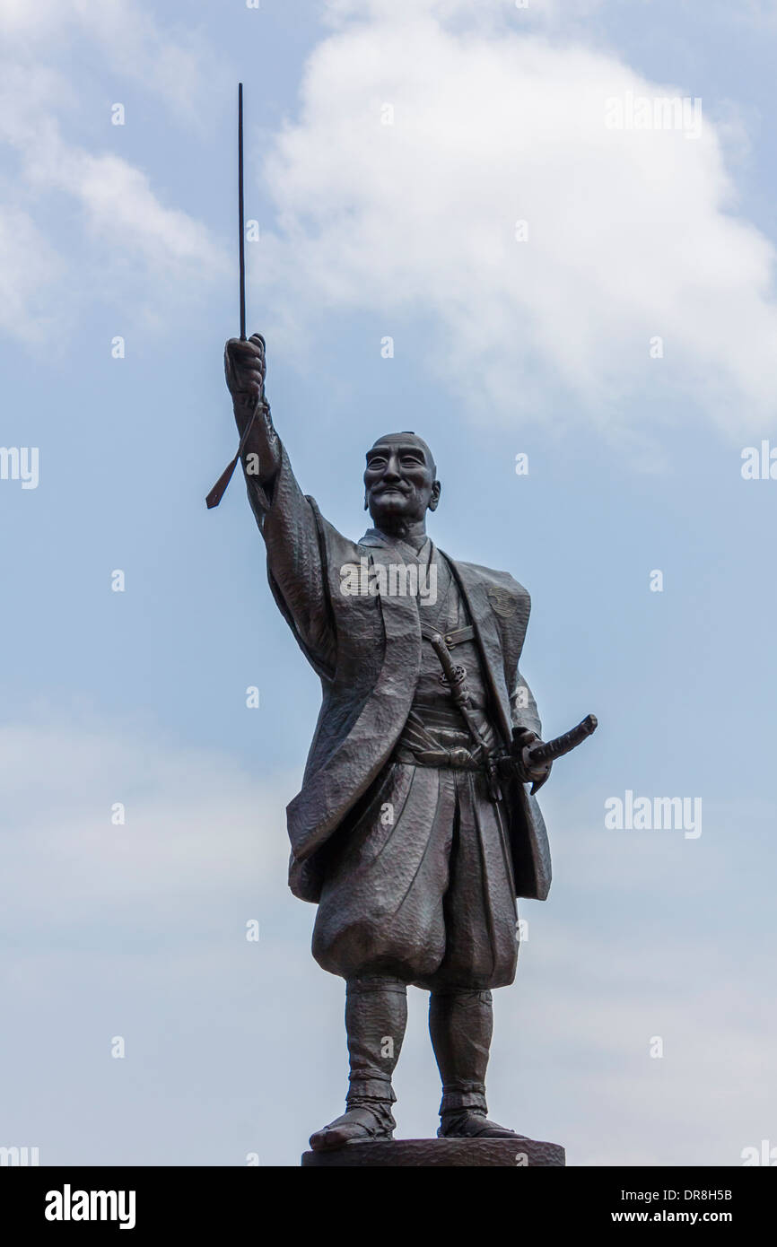 Bronzestatue von Horio Yoshiharu, Matsue, Präfektur Shimane, Japan Stockfoto