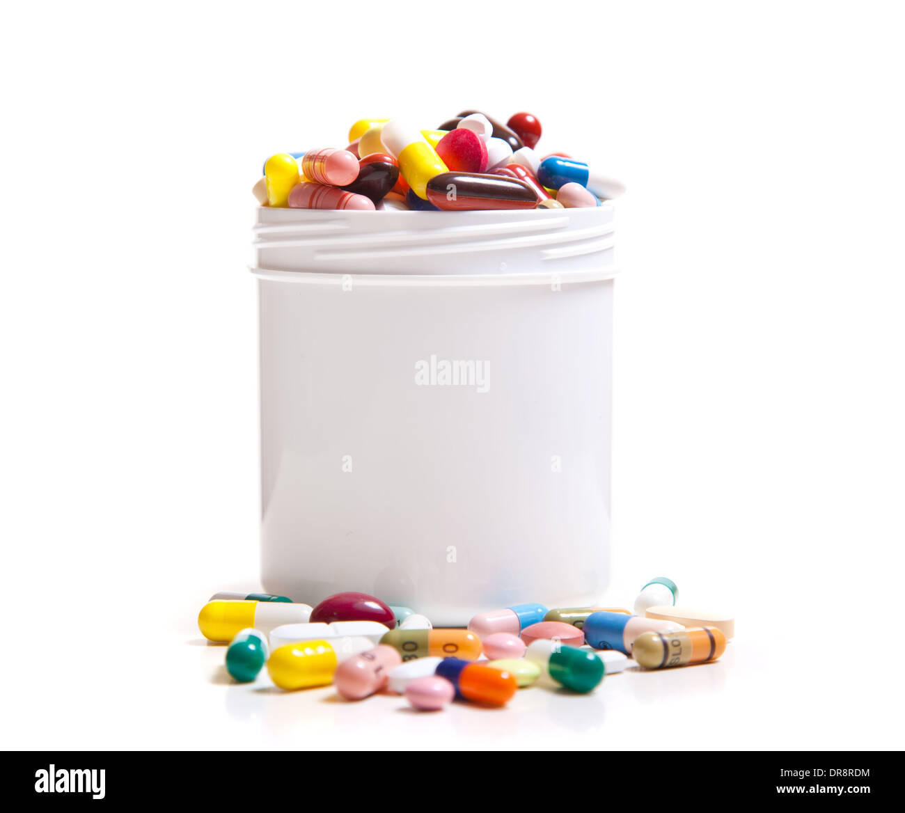 Verschiedene Arzneimittel. Alle auf weißem Hintergrund. Stockfoto