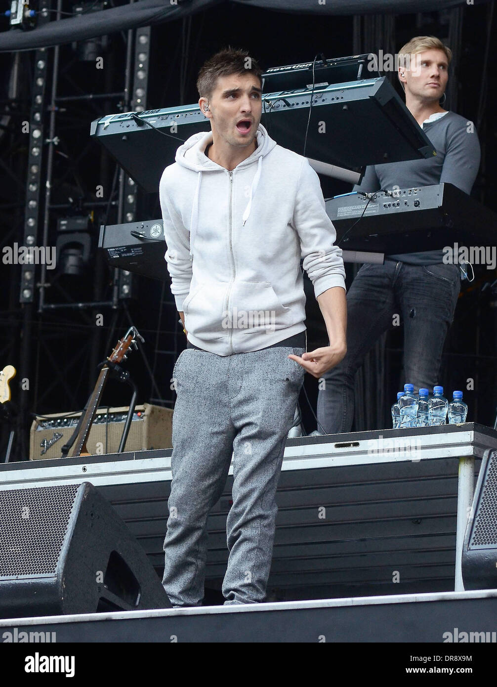 Tom Parker von The Wanted Westlife spielen ihre vorletzte Konzert im Croke Park in Dublin, Irland. Die Band geben seine Finale show am Samstag (23 Jun 12) Dublin, Irland - 22.06.12 Stockfoto