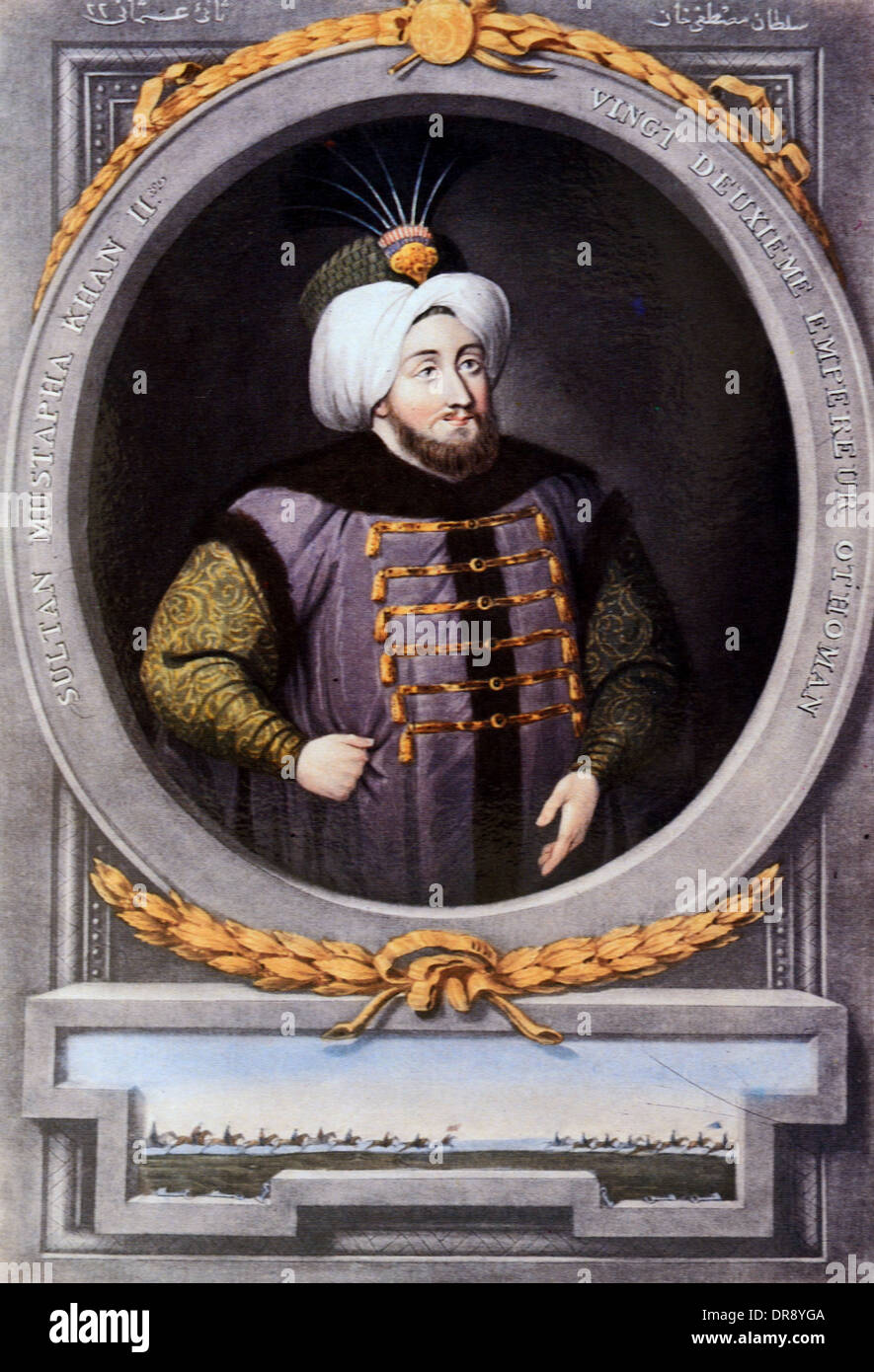 Osmanischen Türkisch Sultan Mustafa II (1664-1703) Ghazi Porträtmalerei Stockfoto