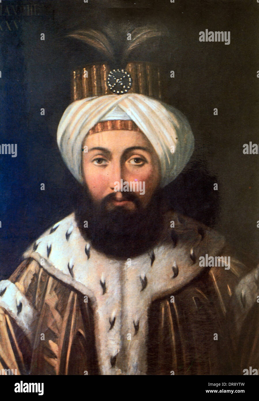 Osmanischen Türkisch Sultan Osman III (1699-1757) oder Othman III tragen Turban Porträtmalerei Stockfoto