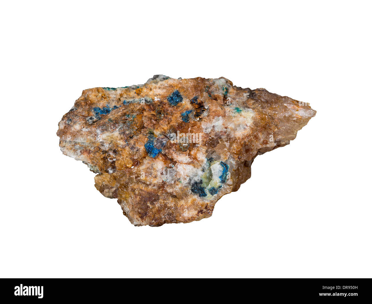 Linarite (blau) und Caledonite (grün) Mineralien aus roten Ghyll Mine Caldbeck Fells Cumbria UK Stockfoto