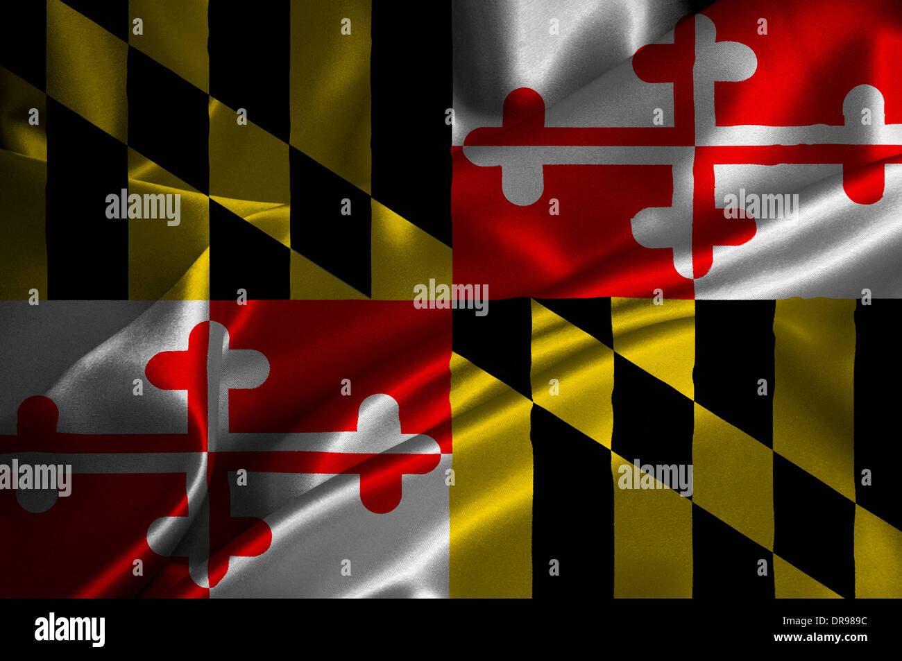 Maryland-Flagge auf seidige Textur. Stockfoto