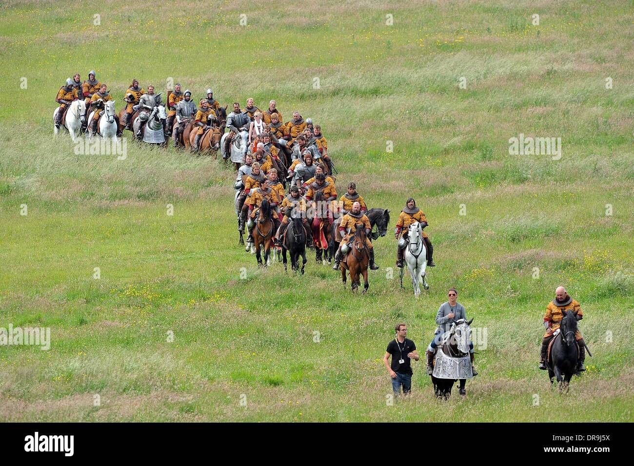 Atmosphäre - Cast die Dreharbeiten des kommenden Disney-Film "Malefiz" England - 26.06.12 Stockfoto