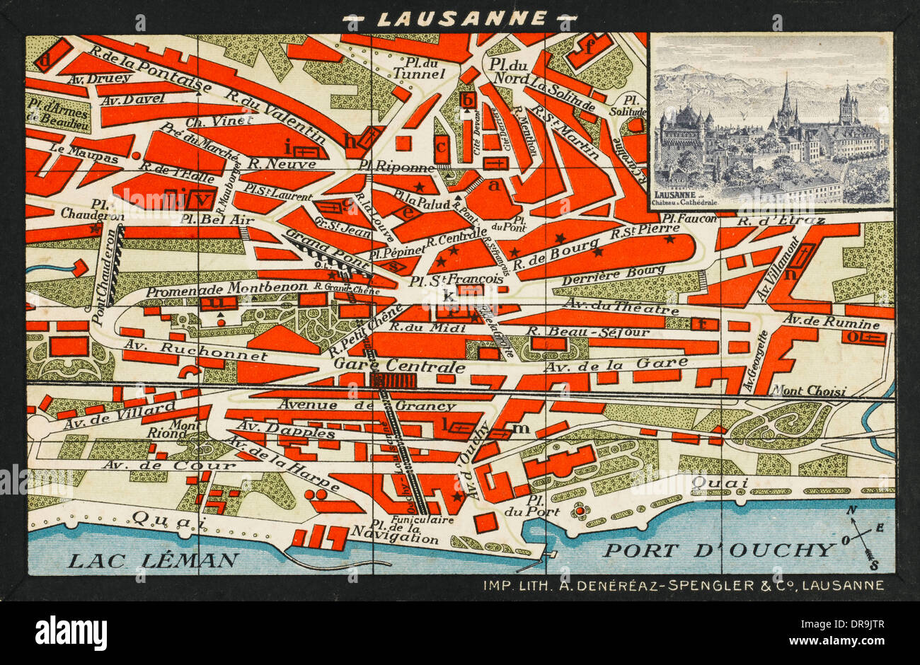 Karte von Lausanne Stockfoto
