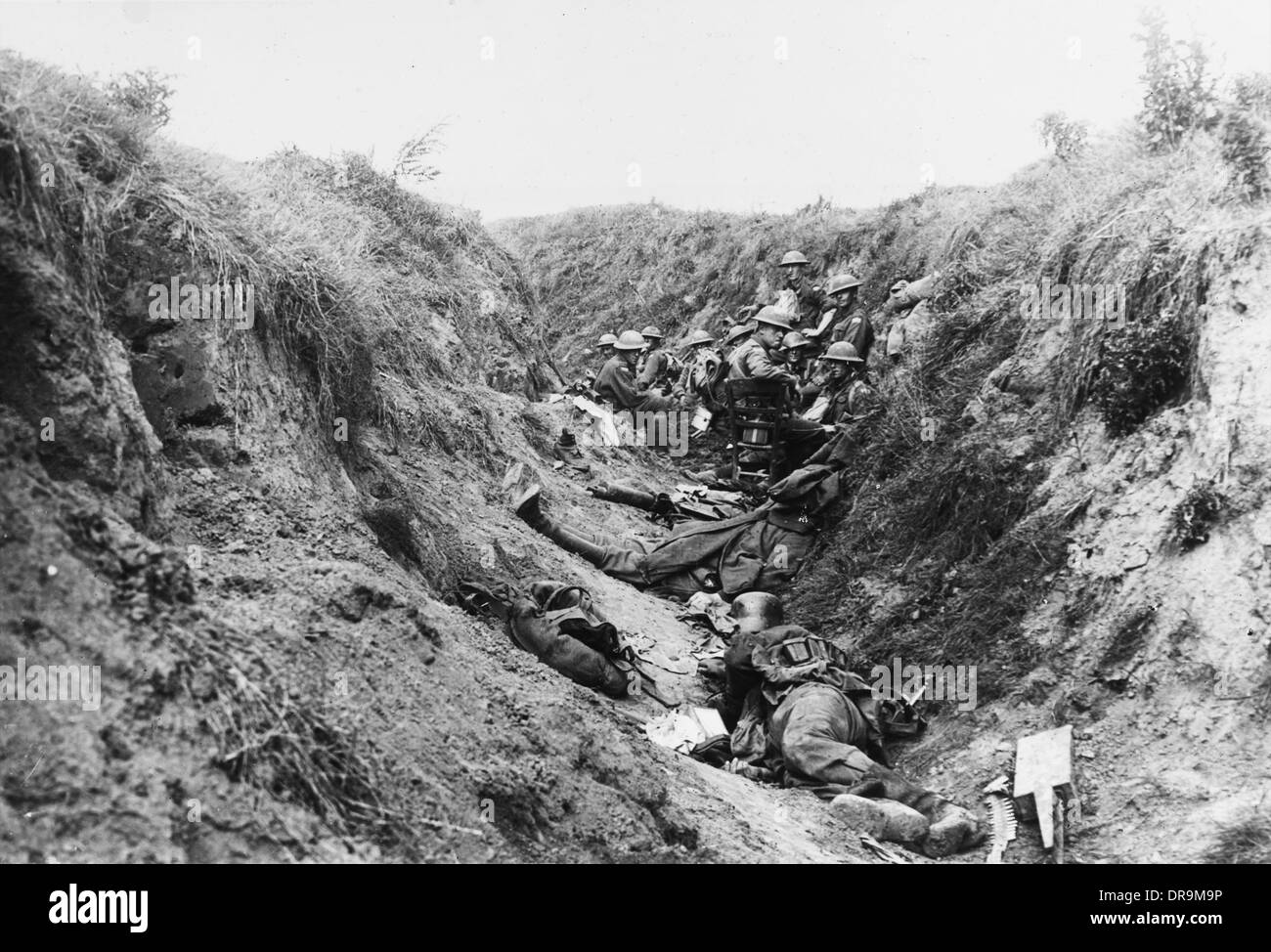 Australier im feindlichen Graben in der Nähe von Bois de Crepy, WW1 Stockfoto