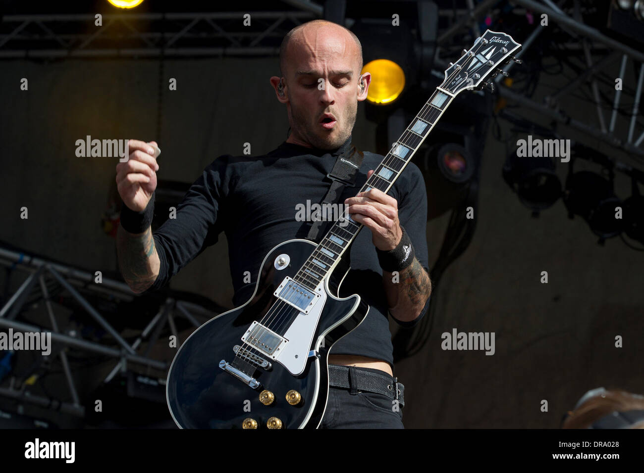 Zach Blair von Rise Against die live auf der Bühne während der 2. Tag des Friedens und der Liebe Festival Borlänge, Schweden - 27.06.12 Stockfoto