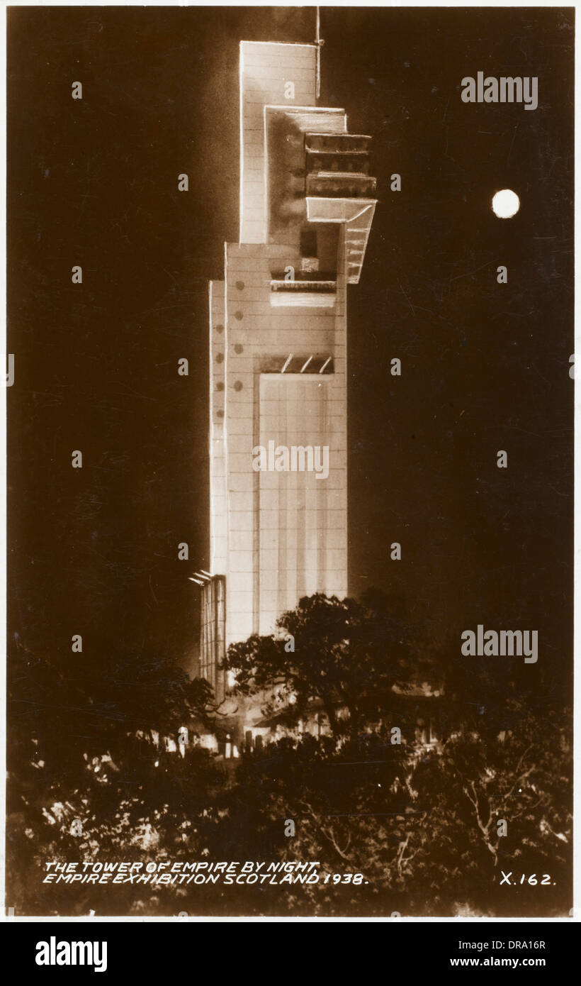 Empire Ausstellung Schottland - Tait Turm bei Mondschein Stockfoto