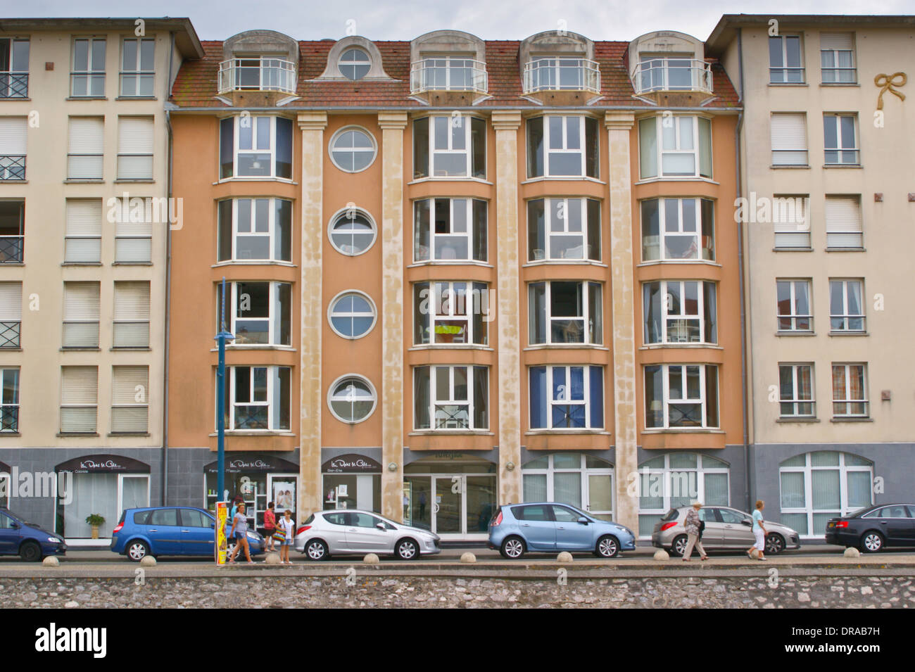 Hotels am Meer an der Promenade, Wimereux, Côte Opale, Nord-Pas-de-Calais, Frankreich Stockfoto