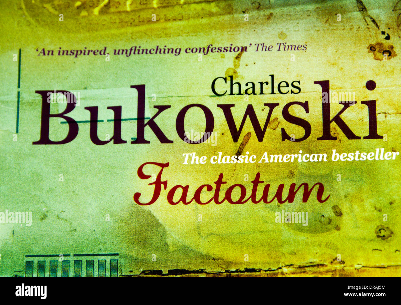 Vordere Abdeckung des Charles Bukowskis buchen Factotum Stockfoto