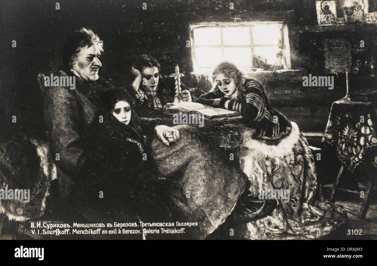 Menschikow im Exil in Berezov Stockfoto
