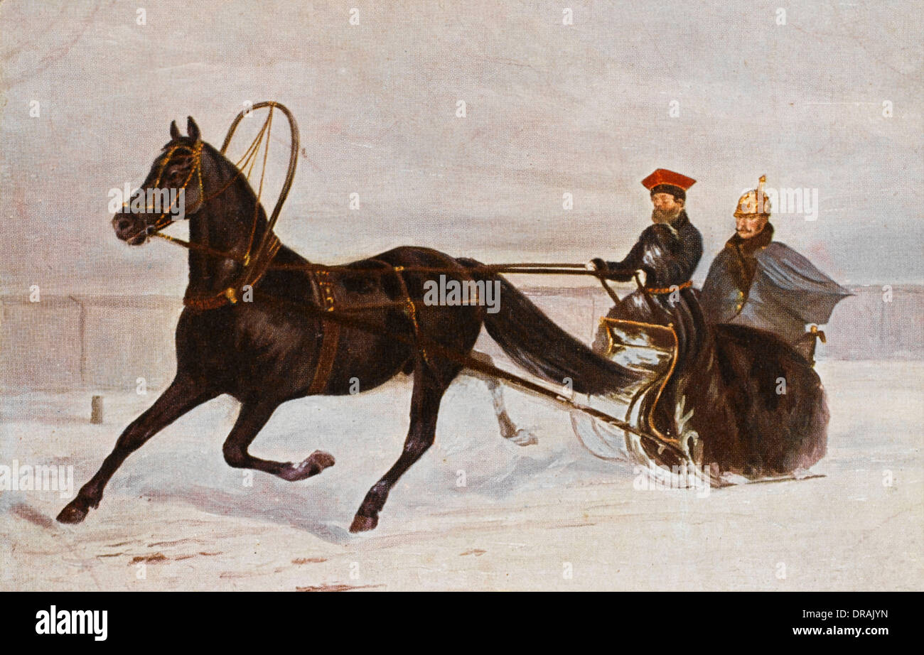 Kaiser Nicholas I von Rußland auf einem Pferdeschlitten Stockfoto