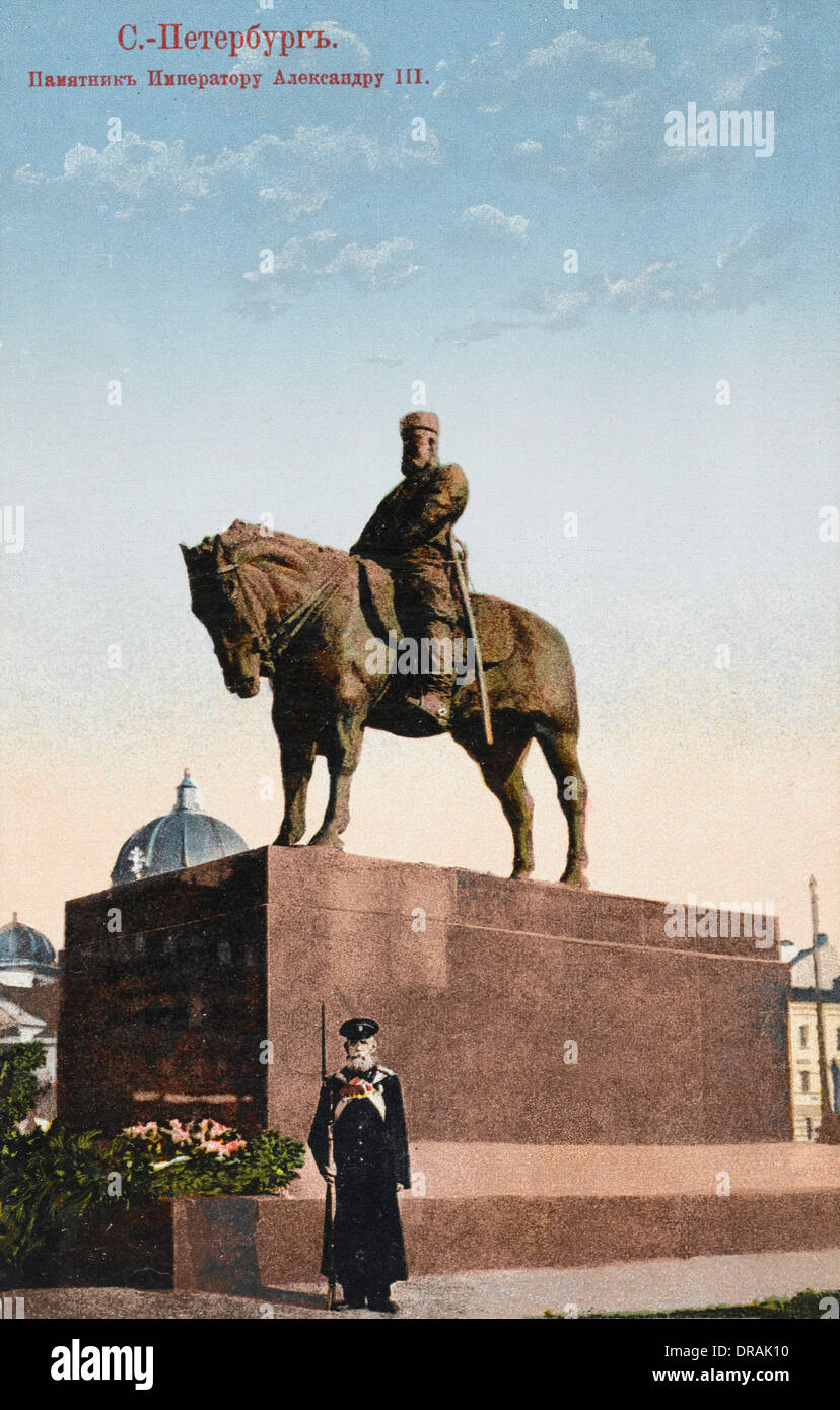 Zar Alexander III.--Reiterstatue Stockfoto