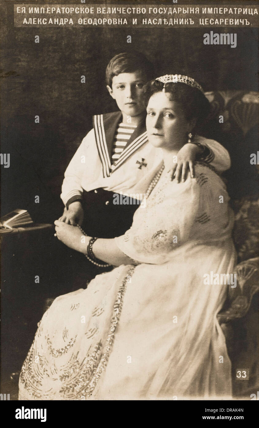 Kaiserin Alexandra Feodorovna und ihr Sohn Stockfoto