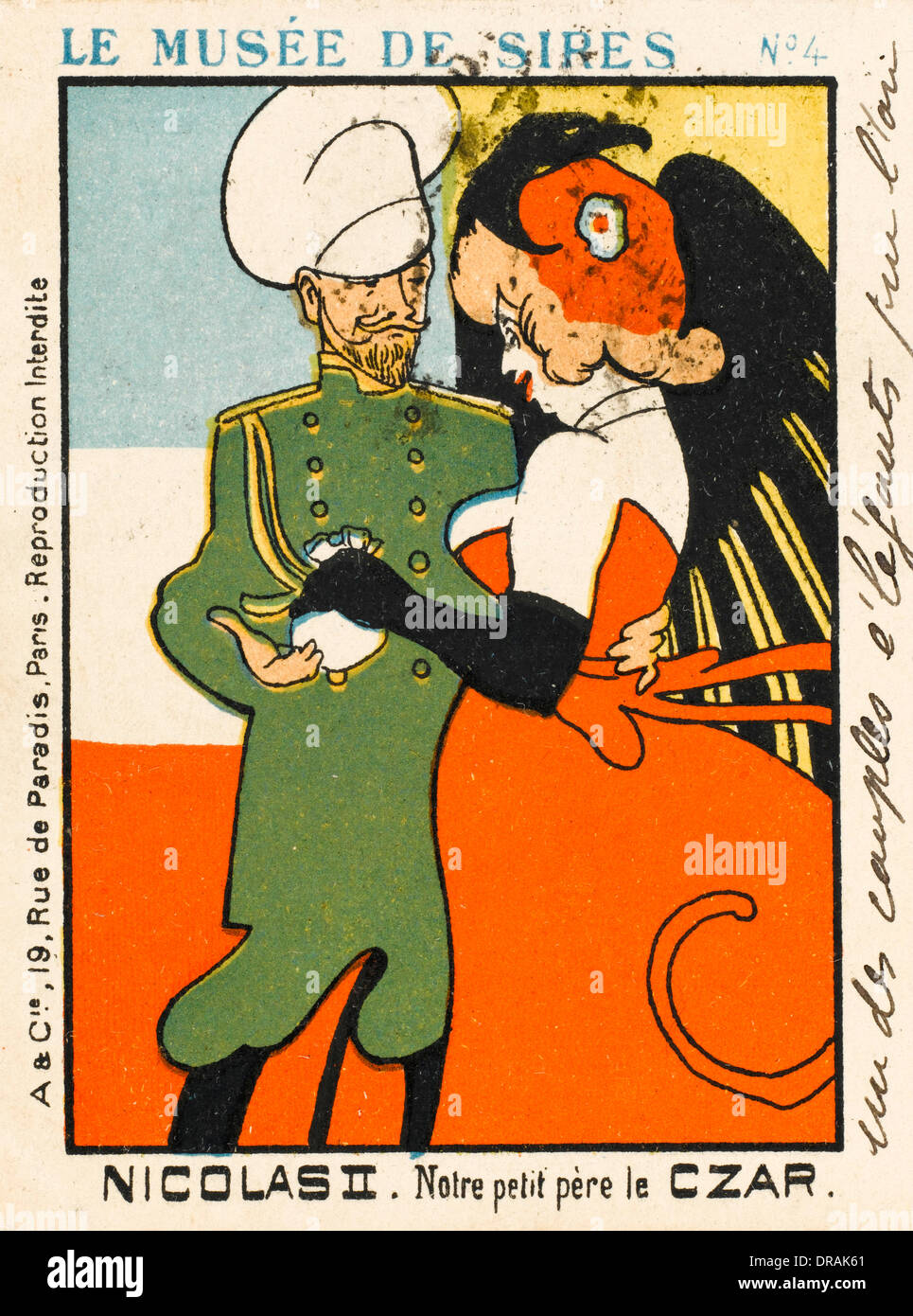 Cartoon von Zar Nikolaus II von Russland Stockfoto