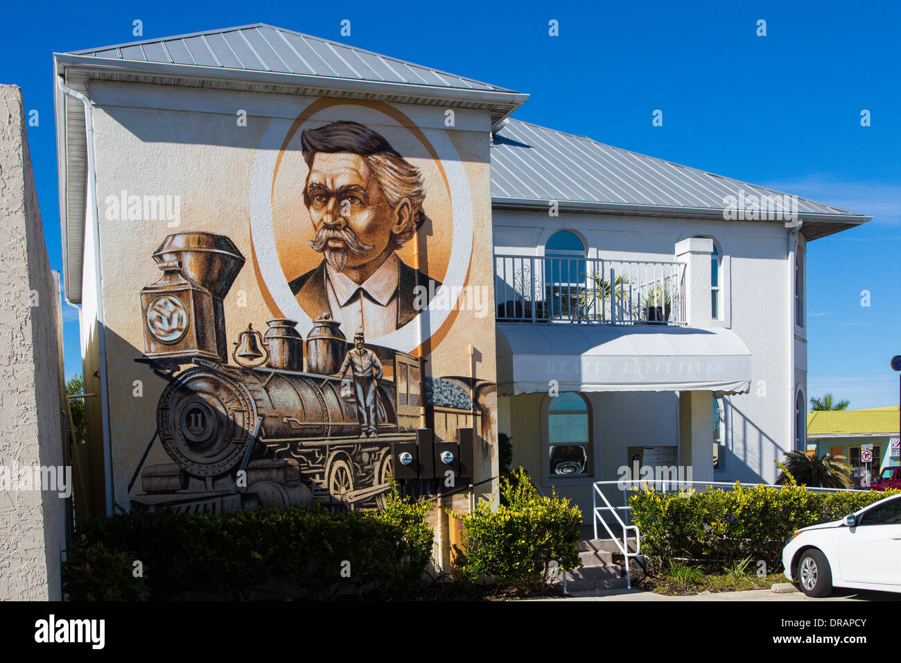 Wandgemälde auf Außenwände von Gebäuden in Punta Gorda, Florida Stockfoto