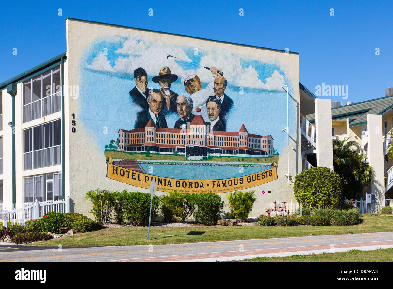 Wandgemälde auf Außenwände von Gebäuden in Punta Gorda, Florida Stockfoto
