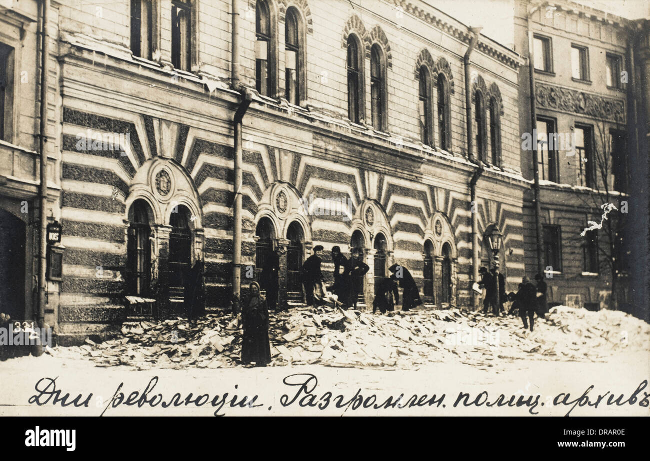 Archiv zerstört während der russischen Revolution Stockfoto