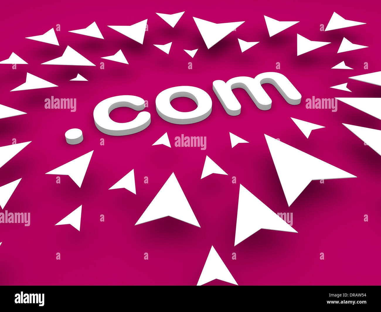 viele 3d Pfeil Dot Com text Stockfoto