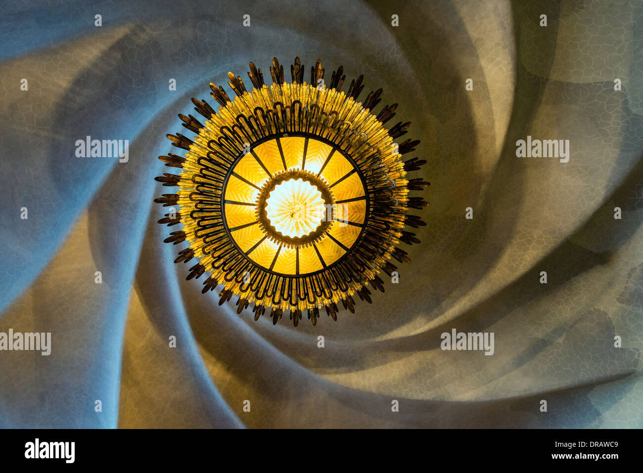 Decke der Bel Etage, Casa Batlló, Barcelona, Katalonien, Spanien Stockfoto