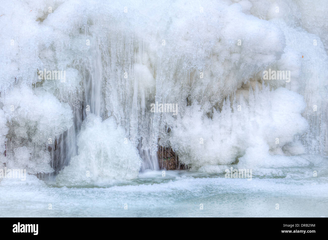 Kaskade fällt in Patapsco Staatspark eingefroren während der Polarwirbel Anfang Januar Stockfoto