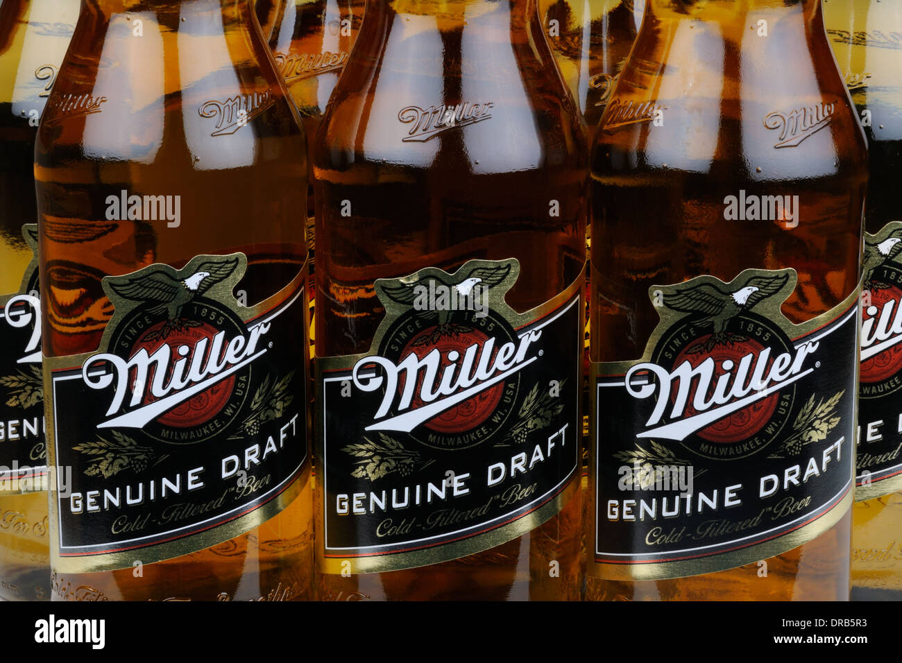 Bierflaschen Miller Stockfoto