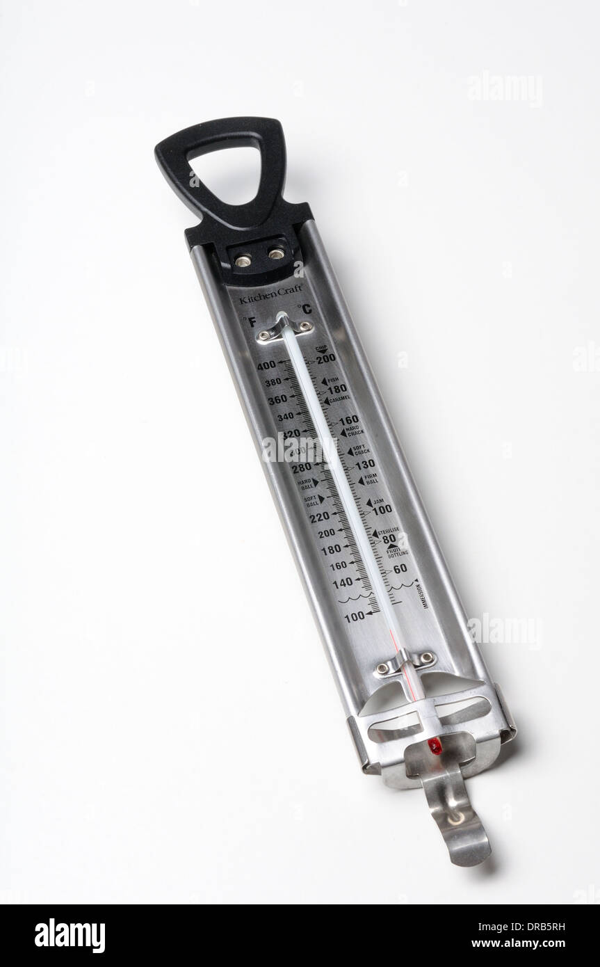 Kochthermometer isoliert auf weißem Hintergrund. Stockfoto