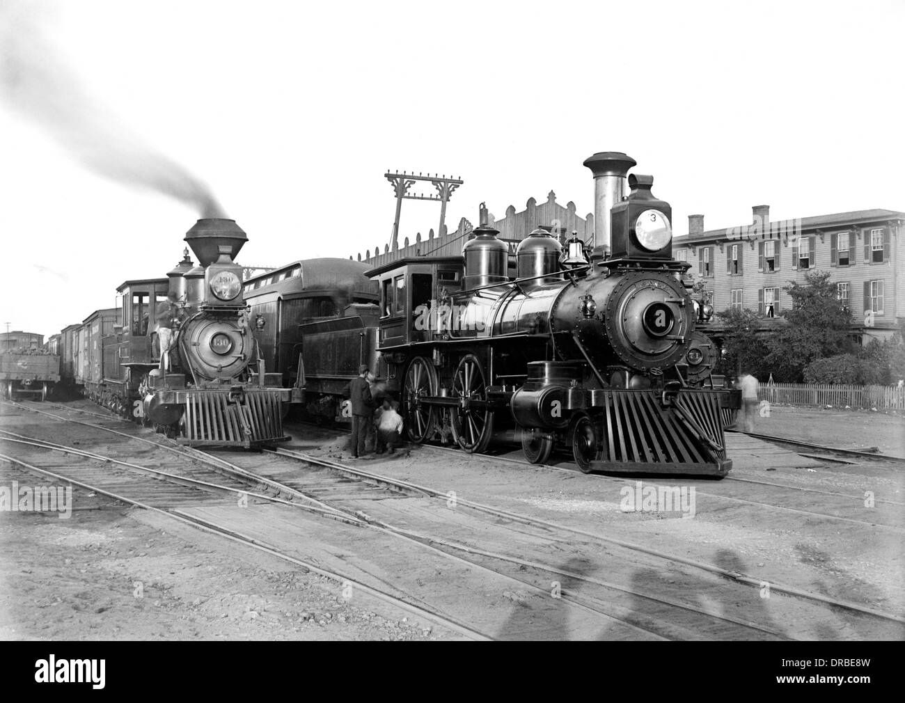 Louisville und Nashville Railroad Dampflokomotiven. Fotografiert am Bowling Green, Kentucky, USA im Jahre 1887. Stockfoto