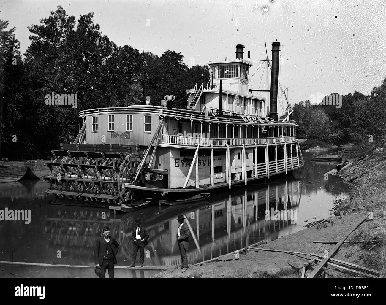 Paddel-Dampfer "Evansville von Evansville" Hinterrad Art Raddampfer, die den Ohio River gearbeitet. Indiana, USA. 1887. Stockfoto