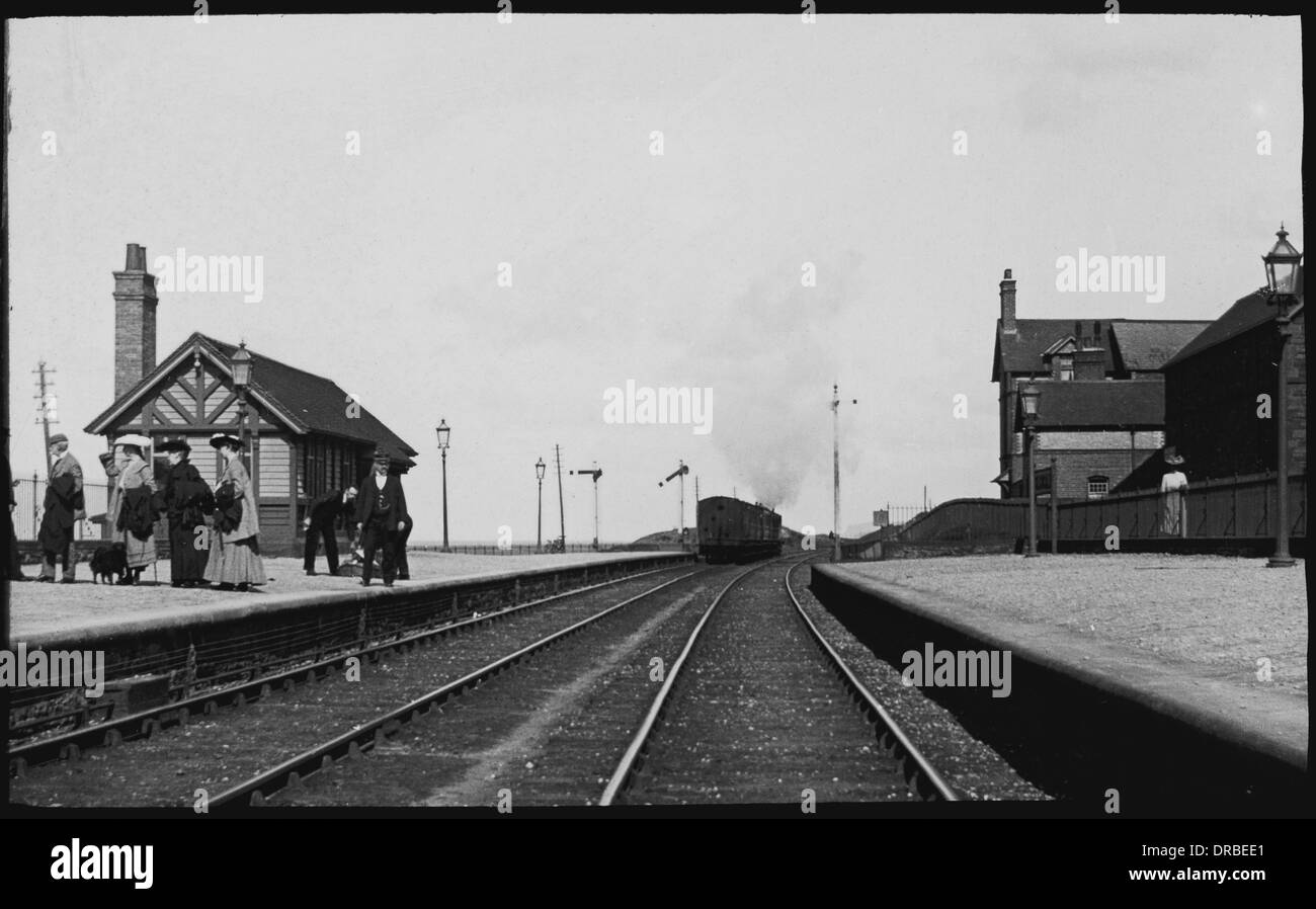 Personenzug Seascale Station, Cumbria (dann in der Grafschaft Cumberland) im Jahre 1904 zu verlassen. Stockfoto