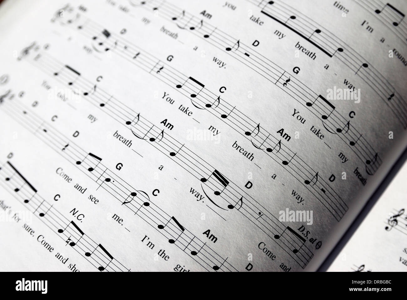 Nahaufnahme Bild von Noten. Stockfoto